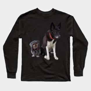 scary black and cute dogs Long Sleeve T-Shirt